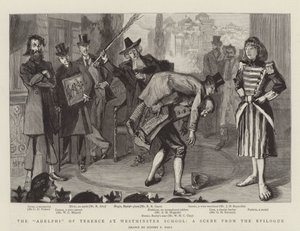 De Adelphi van Terence op Westminster School, een scène uit de epiloog door Sydney Prior Hall