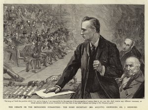 Het Debat over de Gevangen Dynamiters, de Minister van Binnenlandse Zaken (Mr Asquith) beantwoordt Mr J Redmond
