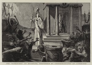 De Eumeniden van Aeschylus, uitgevoerd door studenten in Cambridge door Sydney Prior Hall