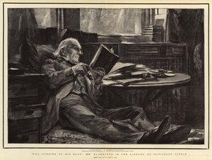 De avond van zijn dagen, Mr. Gladstone in de bibliotheek van Hawarden Castle