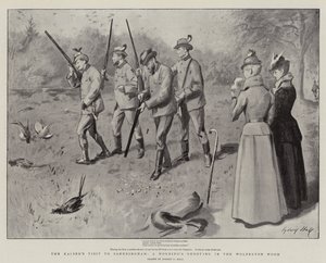 Het bezoek van de Kaiser aan Sandringham, een ochtendjacht in het Wolferton Wood