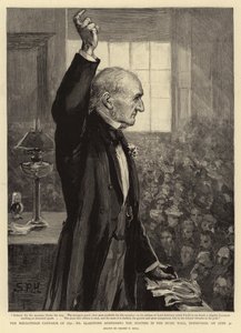 De Mid-Lothian Campagne van 1892, Mr Gladstone spreekt de Vergadering toe in de Muziekhal, Edinburgh, op 30 juni door Sydney Prior Hall