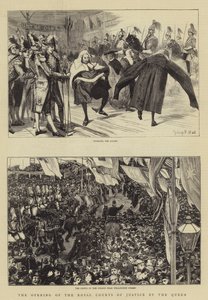 De opening van de Koninklijke Gerechtsgebouwen door de koningin door Sydney Prior Hall