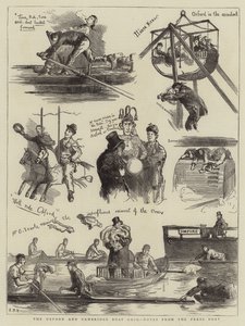 De Oxford en Cambridge Bootrace, notities van de persboot door Sydney Prior Hall