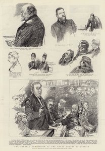 De Parnell-commissie bij de Royal Courts of Justice door Sydney Prior Hall