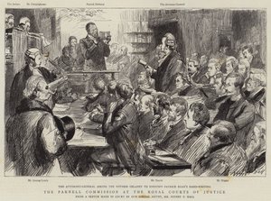 De Parnell Commissie bij de Royal Courts of Justice door Sydney Prior Hall
