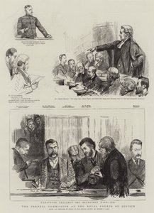 De Parnell-commissie bij de Royal Courts of Justice door Sydney Prior Hall