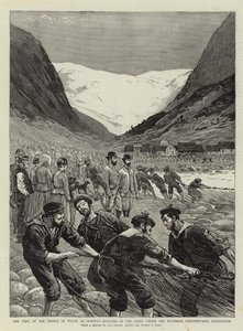 Het bezoek van de Prins van Wales aan Noorwegen, het binnenhalen van de Seine onder de Buarbrae, Sandvenvand, Hardanger door Sydney Prior Hall
