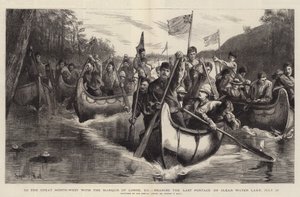 Naar het Grote Noordwesten met de Markies van Lorne, XII, naderend de laatste portage op Clear Water Lake, 28 juli door Sydney Prior Hall