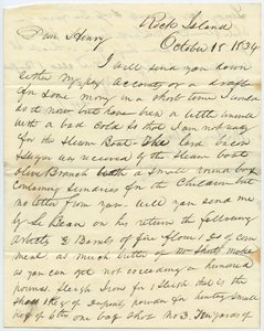 Brief ondertekend T.F. Smith, Rock Island, aan Henry Chouteau, St. Louis, Mo., 18 oktober 1834