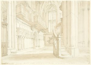 Uitzicht op het orgelscreen van de kathedraal van Bristol