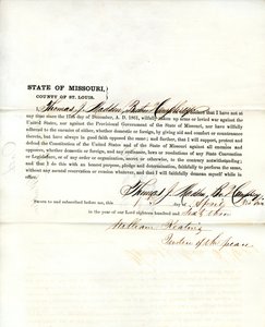 Loyaliteitseed van Thomas J. Madden uit Missouri, County of St. Louis