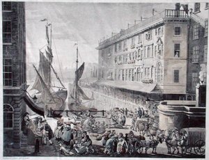 Billingsgate Market, gegraveerd door J. Bluck