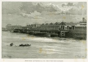 Guinness-brouwerij, exportdok. Gravure door Taylor, ter illustratie van het verhaal Trois mois en Irlande, in 1889, door Marie Anne de Bovet, in le tour du monde 1890, geregisseerd door Edouard Charton (1807-1890), Hachette, Parijs. door T Taylor