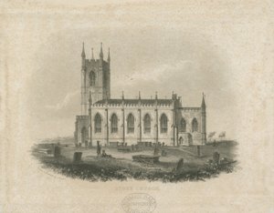 Stoke-upon-Trent Kerk [Nieuw]: staalgravure (vignet), nd [?midden 19e eeuw] door T Taylor