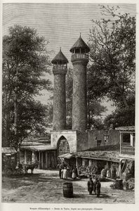 De moskee van Elisabethpol (of Gandja, of Kirovabad, Azerbeidzjan). Gravure door Taylor, ter illustratie van het verhaal 