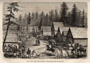 Het station van Cisco, graaf van Placer (Nevada), waar men de sneltrein van de Pacific Railway (Pacific Railway) kan nemen, gegraveerd naar de tekening van Taylor, ter illustratie van de reis van Washington naar San Francisco in 1868, door L. Simonin, gepu door T Taylor