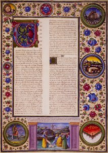 Incipit van het Boek van Joël, uit Volume II van de Bijbel van Borso d