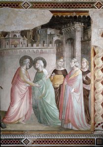 De ontmoeting van Anna en Joachim bij de Gouden Poort (detail) - fresco, ca. 1327 door Taddeo Gaddi