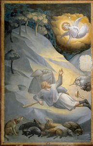 De aankondiging aan de herders, uit de cyclus van het leven van de Maagd door Taddeo Gaddi