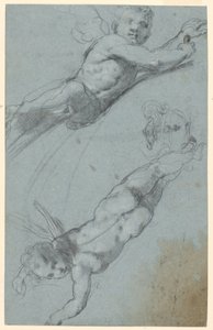 Schetsen van Twee Gevleugelde Putti en een Urn
