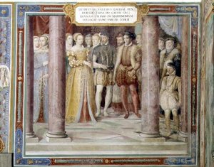 Het huwelijk van Orazio Farnese en Diana, dochter van Hendrik II van Frankrijk (1519-59) uit de 