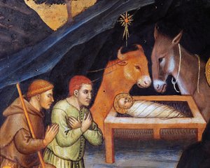 Aanbidding der Wijzen (detail) door Taddeo di Bartolo