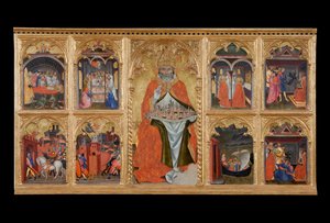 San Gimignano op de Troon met Acht Verhalen van Zijn Leven door Taddeo di Bartolo