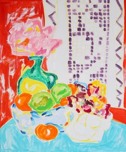 Kleurrijke bloemen en fruit