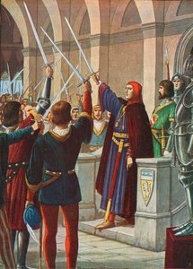 Cangrande della Scala benoemd tot generaal van de Liga Ghibellini, december 1318 door Tancredi Scarpelli