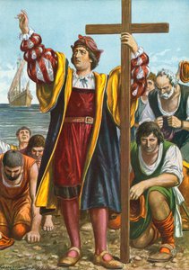 Christopher Columbus arriveert in de Nieuwe Wereld