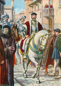 Cosimo I met zijn Spaanse en Duitse bewakers die hem altijd volgden door Tancredi Scarpelli