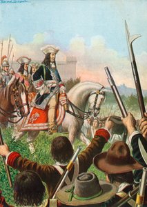 Oorlogsverklaring tussen Piëmont en Frankrijk ontvangen met vreugde door onderdanen van Victor Amadeus door Tancredi Scarpelli