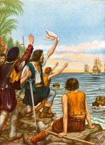 Diego Masques, kapitein van een van de schepen van de tweede expeditie van Christoffel Columbus, achtergelaten op een eiland met acht mannen