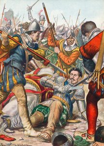 Gaston de Foix sterft in de slag bij Ravenna in 1512 door Tancredi Scarpelli