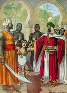 Ibn-Timnah dreigt de aderen in de armen van zijn vrouw Meimuna door te snijden