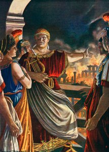 Nero kijkt toe hoe Rome brandt door Tancredi Scarpelli