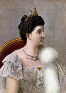 Portret van de Koningin van Italië Helene (Elena) van Montenegro (1873-1952) Illustratie door Tancredi Scarpelli (1866-1937) uit 
