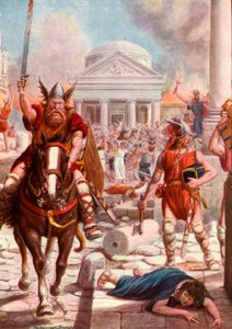 Rome binnengevallen door de barbaren door Tancredi Scarpelli
