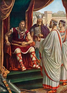 De Romeinse ambassadeurs smeken Alaric I, Koning van de Visigoten door Tancredi Scarpelli