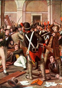 De opstand van de studenten van de Universiteit van Turijn, 1821 door Tancredi Scarpelli