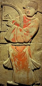 Stele die een muzikant afbeeldt (terracotta) door Tang Dynasty Chinese School