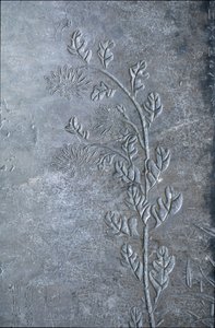 Stele gegraveerd met een chrysant, bloemen en bladeren, 618-907