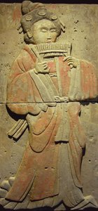 Terracotta stele met muzikant, Tang-dynastie