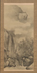 Landschap met waterval door Tani Buncho