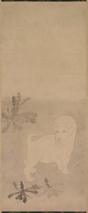 Puppy met paardenbloemen, 1600-1640 door Tawaraya Sotatsu