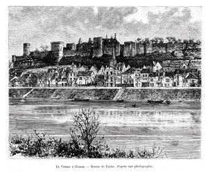 Chinon en de rivier de Vienne, Frankrijk, 19e eeuw door Taylor