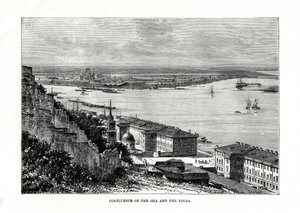 Samenvloeiing van de Oka en de Wolga, Rusland, 1879