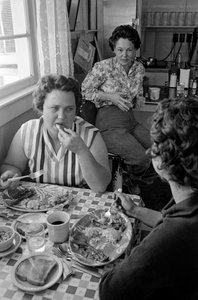 Vrouwen praten tijdens het ontbijt in een diner in Oregon door Ted Spiegel
