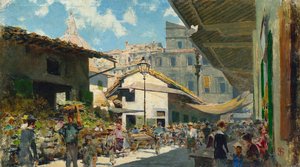 Oude Markt, ca. 1882-84 door Telemaco Signorini